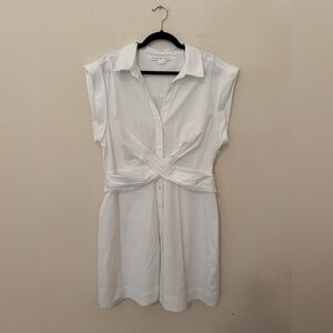 Veronica Beard White Cotton Nagano Dress Sz 16 Summer Poplin Quiet Luxury Spring